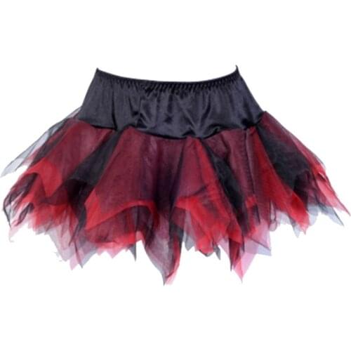 Plus Size Petticoat Skirts Gothic Women Pettiskirt Burlesque Red & Black Mesh Sexy Micro Mini Tutu Skirt