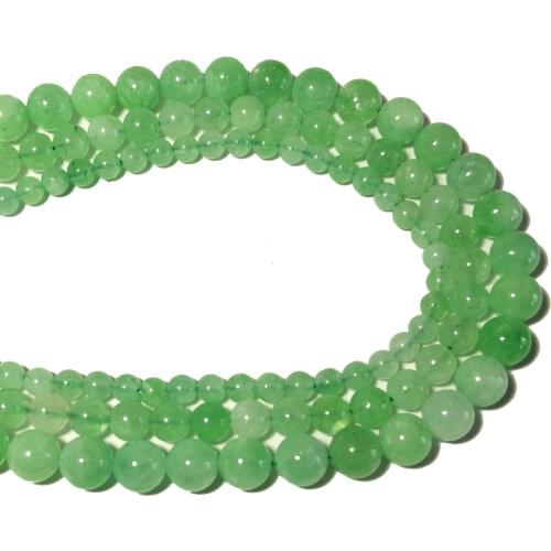 Natural Stone Light Green Jades Chalcedony Round Stone Beads For Jewelry Making DIY Handmade Bracelet Accessories 6 8 10MM