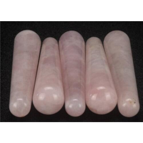 Natural pink rose gem quartz crystal massage stick Relaxation point healing natural stones and minerals 1pc