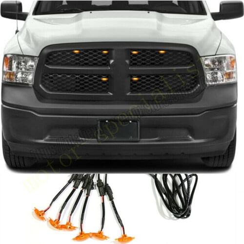 NEW For Ram 3500 2012-2018 Front Grille LED Amber Light Raptor Style Trim Cover 6PCS car accessories
