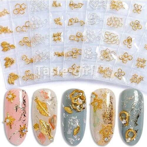 New Arrival 1 pack mixed style metal 3d nail art decorations frame studs alloy charms manicure nails accessoires supplies tool