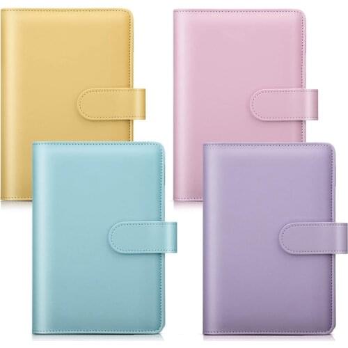 4 PCS A6 PU Artificial Leather Notebook Binder Cover Refillable 6 Holes Binder for A6 Filler Paper Loose Leaf Binder