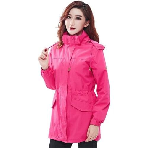 Autumn winter Womens outdoor 3 in 1 medium long two-piece windbreaker jacket Female windproof Thermal Camping Hiking ski coat