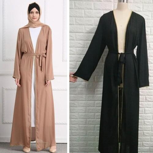 Dubai Open Abaya Kimono Jilbab Muslim Women Hijab Dress Turkish Kaftan Eid Mubarak Ramadan Gown Bangladesh Caftan Islamic Cloth