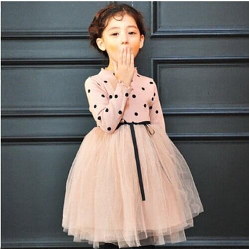 Girl Dress 3-8 Year Birthday Dress Autumn Clothes Baby Girl Christening Gown Christmas Tutu Dress Long Sleeve Dots Clothing 25