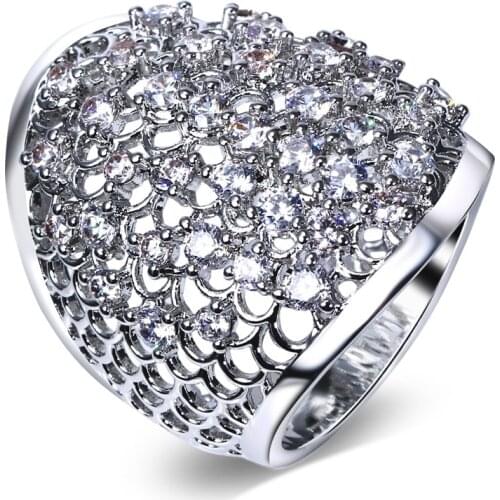 Luxury Gorgeous Women Jewelry White Zircon Bridal Rings for Wedding Engagement Party Set Gifts Size 6 7 8 9 10