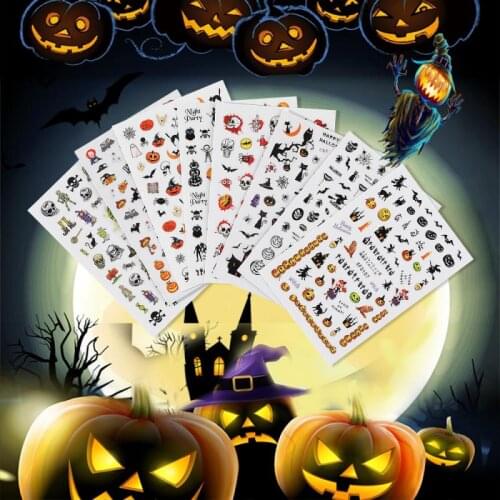 Halloween Series Spider Web Black Cat Bat Skull Bone Pumpkin Witch Horror DIY Nail Art Sticker Decorations Decal Slider Decor