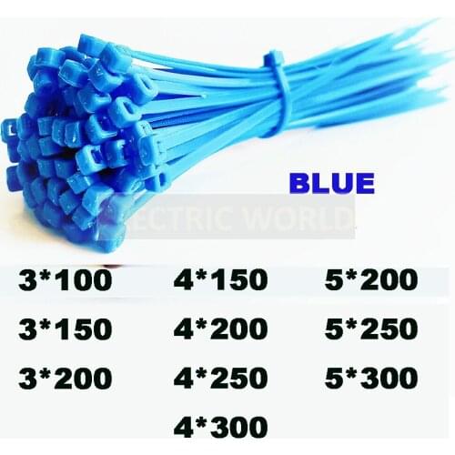 Blue 100pcs Cable Ties Self-Locking Nylon Wire Cable Zip Ties 2.5x100 3.5x100 Organiser Fasten Cable