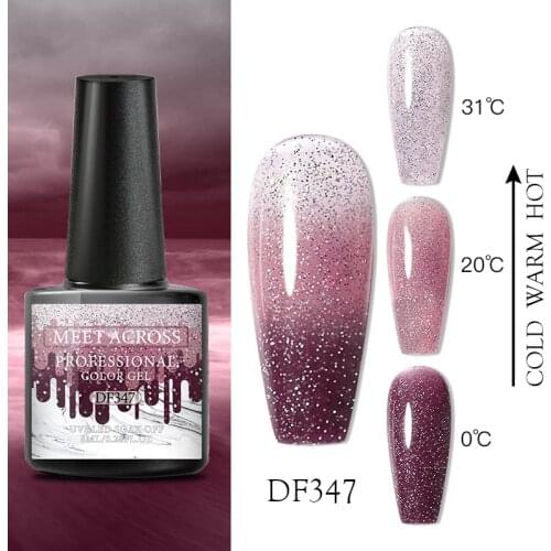 8ml Thermal Nail Polish Gel Shiny Sequins Effect Color Change Varnishes Bling Glitter Soak Off Temperature Color Changing Gel