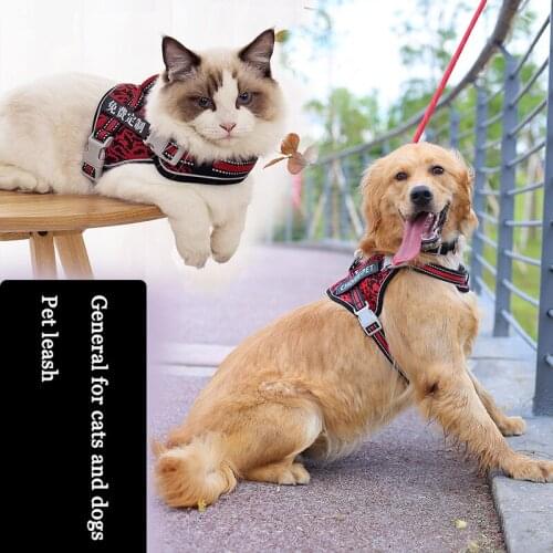 Pet supplies Customized personalized pet chest strap vest-style reflective dog leash cat chest back new pet supplies