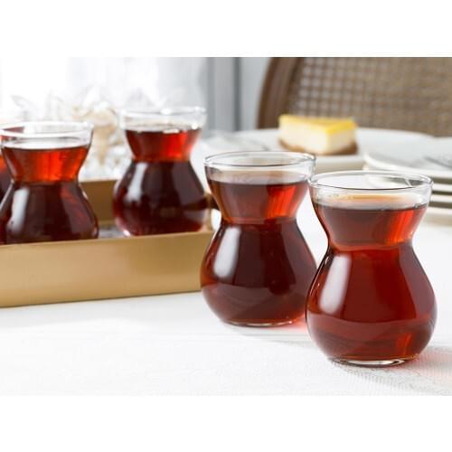 Traditional Turkish Teacups Ethnic Glass 6-Piece Tea Cups 140 ml Transparent Without Plates Great Quality Modern Design