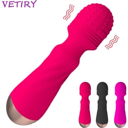 VETIRY Powerful Oral Clit Vibrators USB Charge Av Magic Wand Vibrator Anal Massager Sex Toys For Women Silicone Sex Product