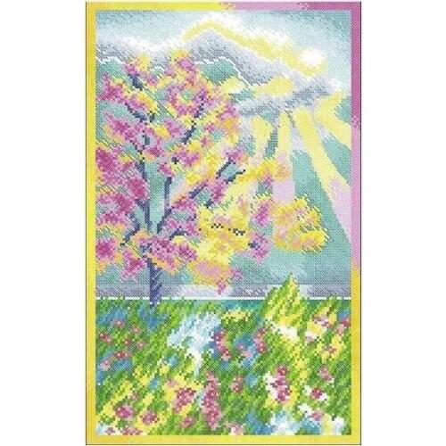 Embroidery Package Hot Sell Best Quality Cross Stitch Kits Flower Tree Sunshine Free Shipping Hot Sell