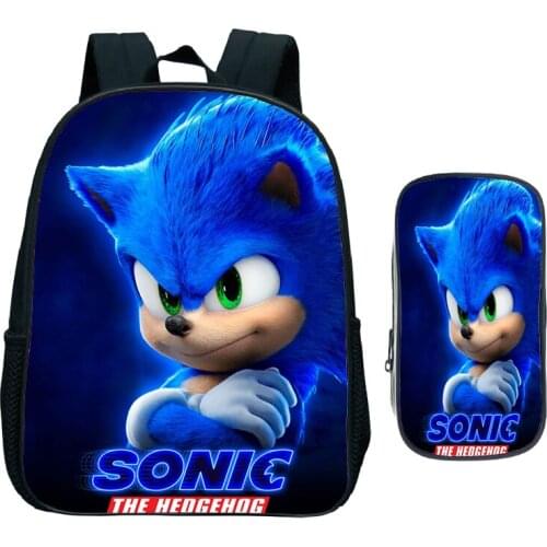 Cute Printed Children SONIC RACING Backpack Kindergarten Bookbag 2pcs Set Child School Bag Kids Back to School Gift