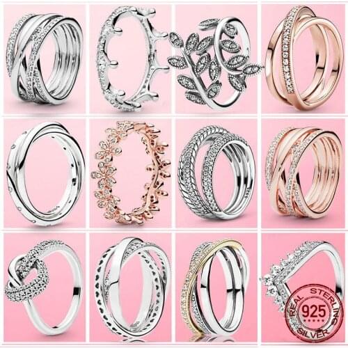 Hot Sale 925 Sterling Silver Daisy Flower Ring For Women Female infinite heart Women Ring Original 925 Silver Brand Ring Jewelry