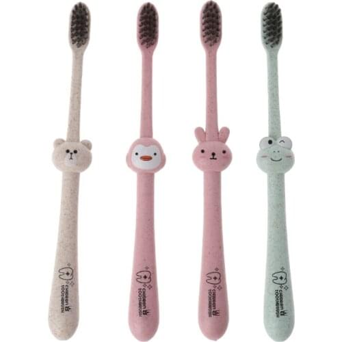 1 Pc Baby Toothbrush Natural Wheat Straw Cartoon Toddler Kid Newborn Dental Oral Care New Hot