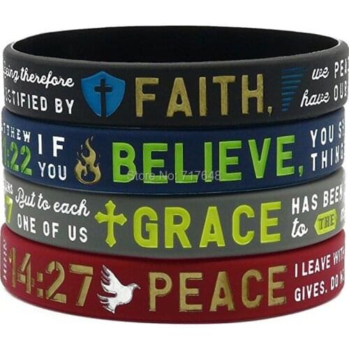 300PCS Faith, Believe, Peace, Grace wristband silicone bracelets free shipping by FEDEX