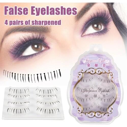 4 Pairs Black Natural Lower False Eyelashes Handmade 3D Natural Under Lashes False Eyelashes Lower Bottom Eyelashes Extension