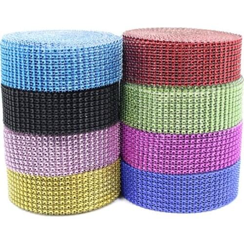 4CM 1yard Gold Silver DIY Diamond Mesh Rhinestone Wraps Ribbon Crystal Roll Trim Sparkle Mesh Wrap for Wedding Flower Decoration