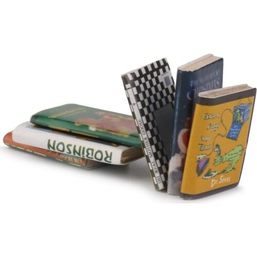 6PCS 1:12 Scale Dollhouse Miniature Colorful Wooden Books