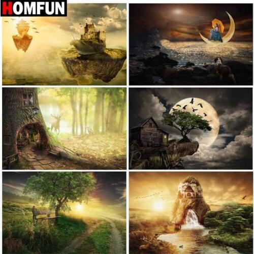 HOMFUN Full Square/Round Drill 5D DIY Diamond Painting "Forest landscape map" Embroidery Cross Stitch 5D Home Decor Gift