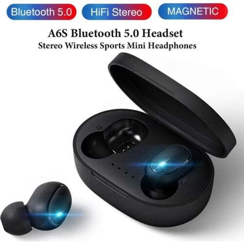 Wireless Bluetooth Earphone A6S TWS Headphone Sports Music Earbuds Gaming Headset with Microphone Charging Box for Smartphone