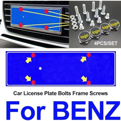 Car Emblm Bolts Car License Plate Frames Tag Cap Screw Caps for GLC CLA ML GL Class S200 S300 S350 C E CLS GLK CLK Car Styling