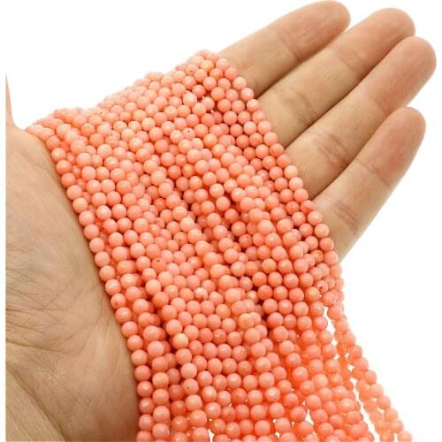 4mm Natural Stone Coral Pink Section Loose Beads High Quality Beadwork Jewelry Finding Making DIY Necklace Bracelet Accessories