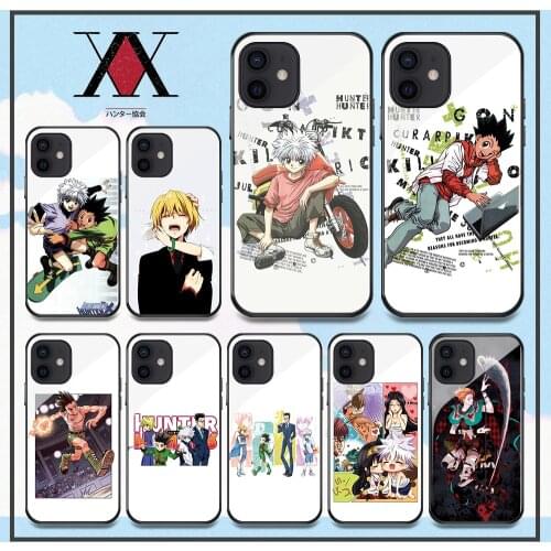 HUNTER x HUNTER HxH Gon Killua anime phone Case For iPhone X XS MAX XR 11 12 pro 12mini 6 6S 7 8 Plus tempered Glass Case
