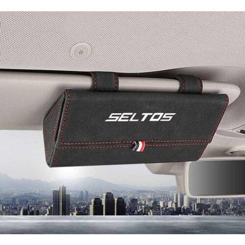 1pc For Kia Seltos Flocking Car Glasses Box Storage Holder Sunglasses Case Sunglasses Holder Organizer Accessories