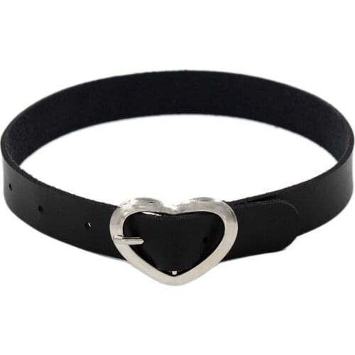 2020 Black Leather Punk Collar Choker Necklace on Neck Heart PU Leather Chocker Necklace Accessories Heart Necklaces Jewelry