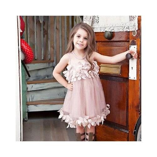 Sleeveless Summer Kids Baby Girl Flower Dresses Children Girls Princess Ball Gown Petal Tulle Party Formal Tutu Dress 1-7T