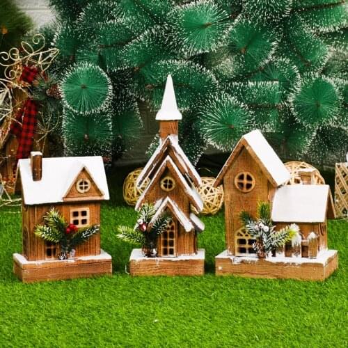 Home Decor Wood Cabin Snowing Christmas Tree Ornaments Ornaments New Year Gift for Children Navidad 2022 Decor Christmas Decor