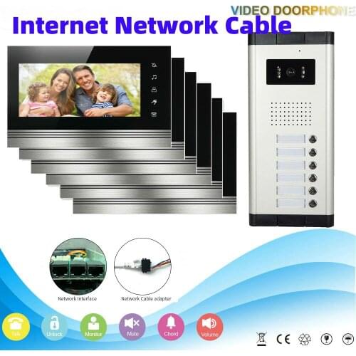 100 Meter Network Cable Home Security Doorphone 7 Inch Monitor Video Door Phone Doorbell Two-way Audio Visual Intercom System