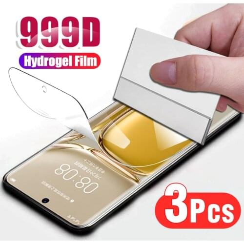 Huawe P-50 Pro Not Glass 3PCS 999D Hydrogel Film For Huawei Huawey Hauwei Hawei Huwei P50 P 50 Pro Screen Protectors Film Cover