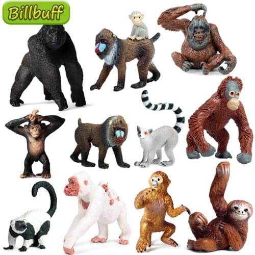 Simulation Wild Animal PVC Monkey Orangutan Model Action Figure Collection Miniature Cognition Educational Toy for children Gift