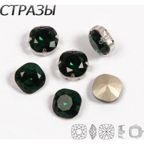 Emerald Strass Crystal Sew On Rhinestone With Frame Claw Glass Sewing Crystal Sew On Rhinestones For Jewelry Clothing