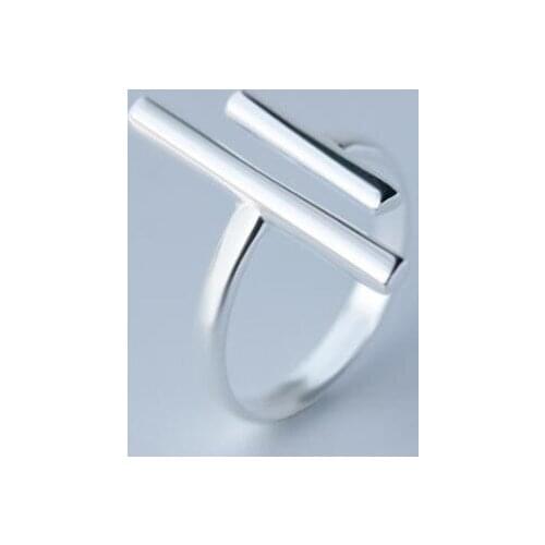 Jisensp Fashion Jewelry Punk Style Special Double T Bar Rings for Women Adjustable Party Rings Wedding Engagement Gifts Anillos