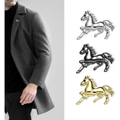 Korean Metal Animal Horse Brooches for Men and Women Suit Shirt Corsage Hijab Pins and Brooch Fashion Jewelry Accessories