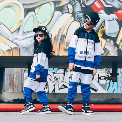 New Jazz Dance Costume For Girls Modern Street Dancing Clothes Tops+Pants 2 pieces Children Boy Hip Hop Performance Wear DWY3964