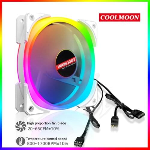 COOLMOON 4Pin PWM 5V 3Pin ARGB Computer Heatsink Cooler Radiator 12cm Cooling Fan for Chassis PC Case Water Cooling Accessories