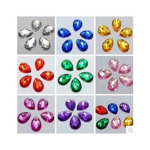 Hot sell 100pcs 13*18mm Sew drill diy decoration jewelry fashion Mixed Color Acrylic Flatback Teardrop Rhinestone Accessories