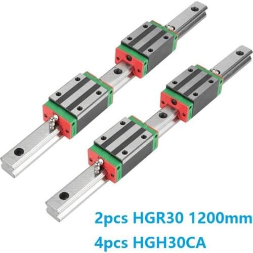China Made 2pcs Linear Guide Rail HGR30 -L 1200MM + 4pcs HGH30CA Or HGW30CC Slide Block Carriage CNC router