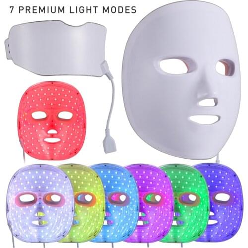 Mask neck suit LED 7 color photon face neck mask skin treatment care anti-acne anti-aging whitening
