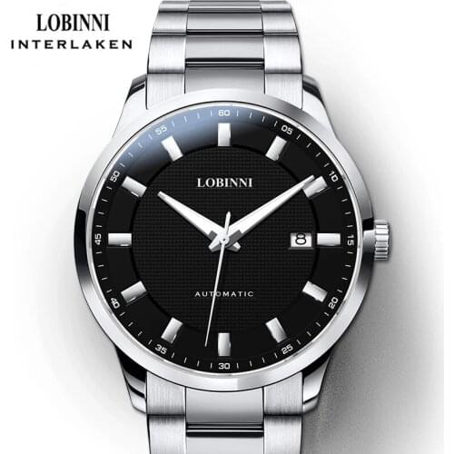 LOBINNI MIYOTA Movement Automatic Men Watches Luminous Hands Sapphire Glass Watches Business Gentleman Men Mechanical Watches