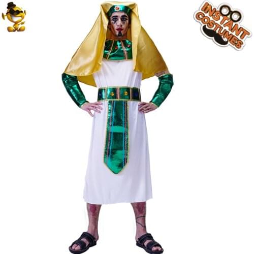 Mens Cosplay Egyptian King Costume Halloween Party Fancy Dress Deluxe Ancient Egypt Pharaoh Costumes For Adult Dress Up Suits