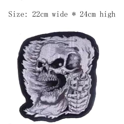 Devil embroidery patch 24cm high Free shipping iron on sew on full back skull MC patch/embroidery fabric/bastidor bordado
