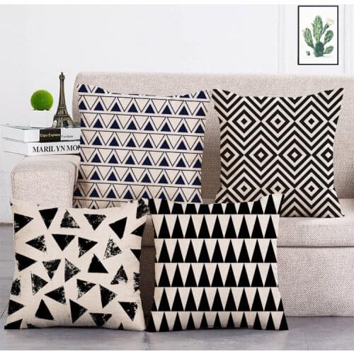 New Fashion Nordic Simple Abstract Geometric Black and White Car Sofa Cushion Cover Home Bedroom Bed Decoration Pillowcase T127