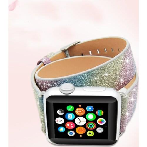 New fashion double circle strap for i watch genuine leather band for apple watch replacement official colors giving connector