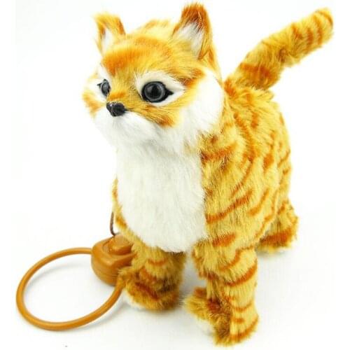 Walking/Singing/Swing Tail/Meow Electronic Plushed Pet Cat Simulation Animal Model Birthday Gift Cheap-toy for Children A124